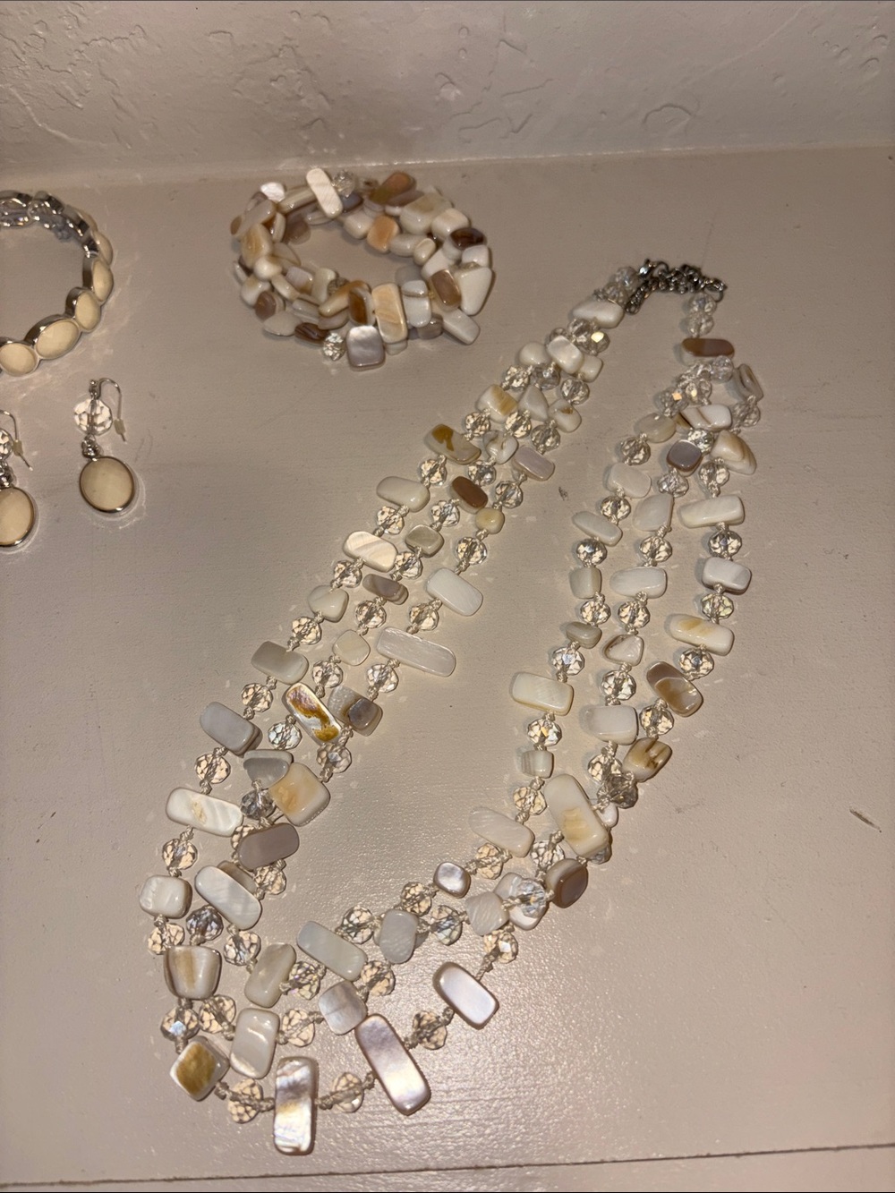 paparazzi Cream and Gold Layered Necklace Collection - Picture 5 of 5